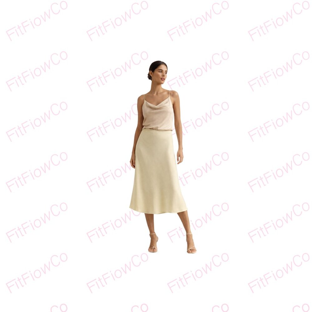 Calvin Klein A-Line Midi Skirt Size 10 Morning Frost Pale Yellow NWT